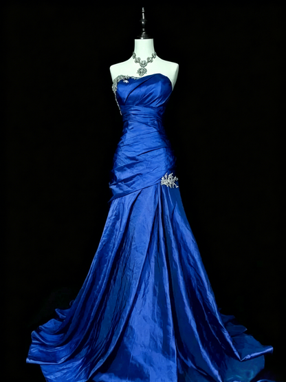 Lila Meerjungfrau Sweetheart Langes Abendkleid Trägerloses Ballkleid J8334