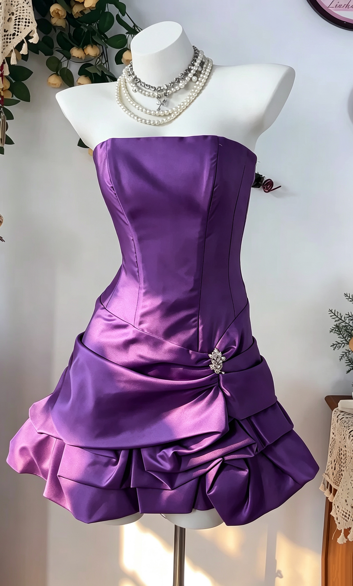 Robe de bal courte bustier coupe trapèze verte J8413