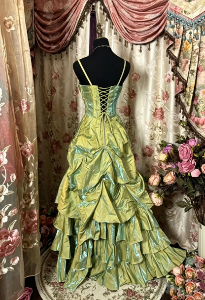 Grünes langes Ballkleid im Vintage-Stil, formelles Partykleid J8476