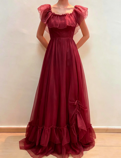 A Line Ruffle Vintage Wedding Dress A Line Bridal Dress J8579