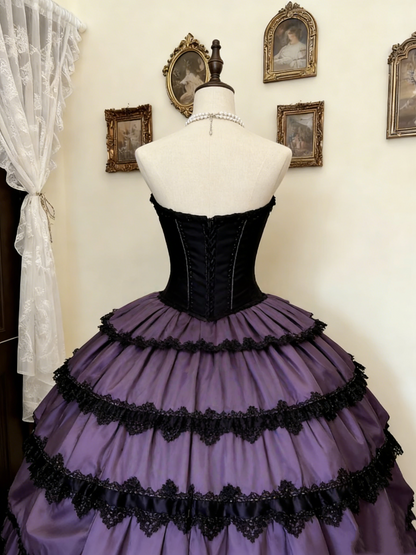 Robe de bal violette pour Sweet 16 avec dentelle, robe de fête mignonne pour adolescentes J8659