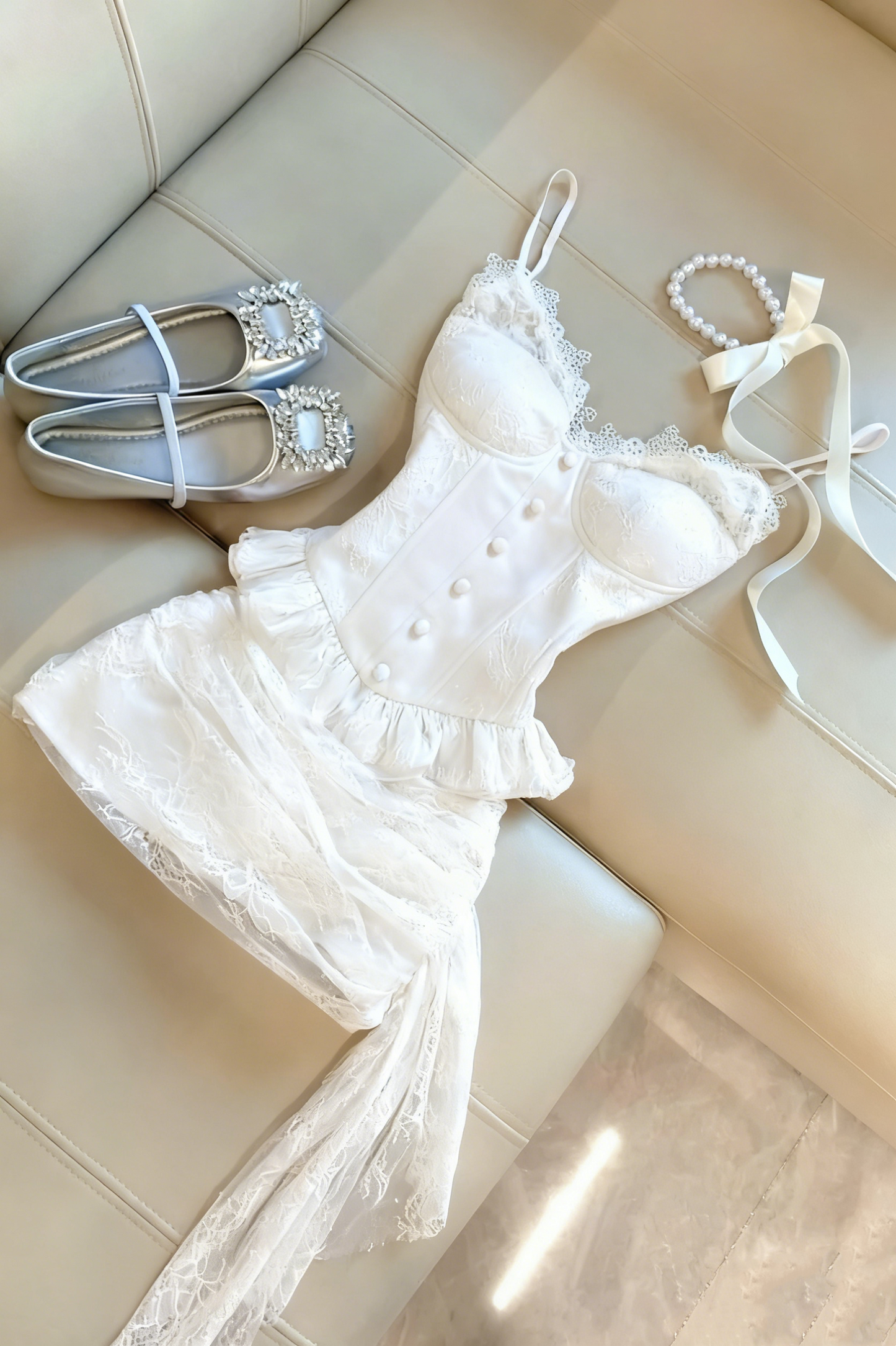 Mini-robe corset rose en dentelle avec volants en dentelle, tenue d'anniversaire J8692