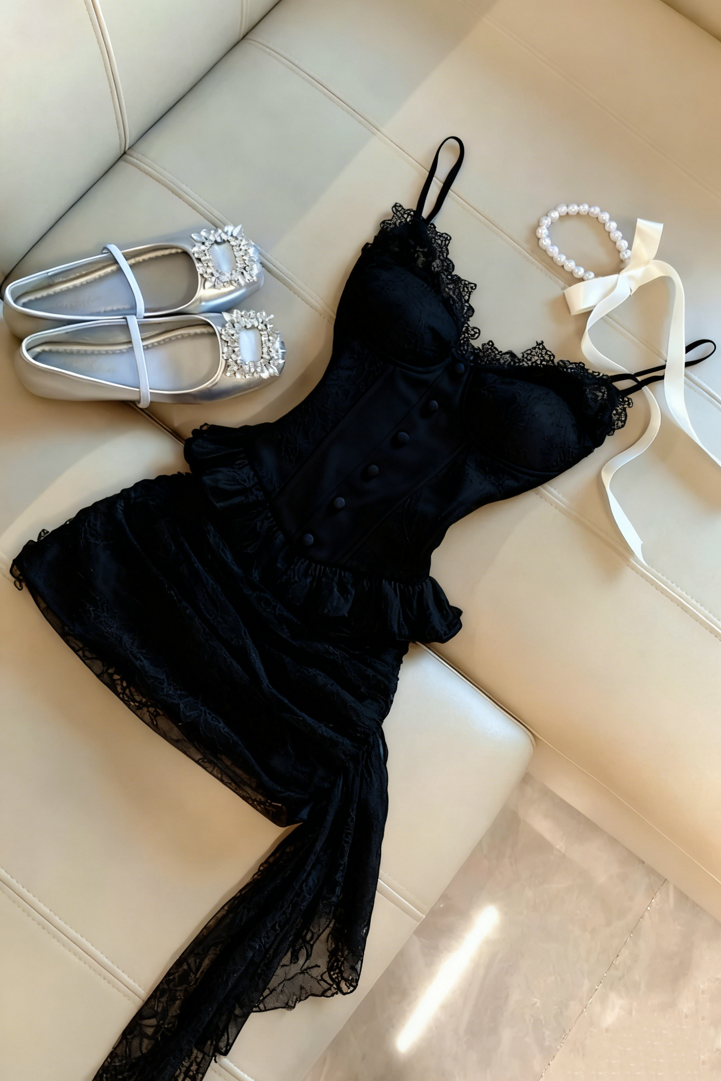 Mini-robe corset rose en dentelle avec volants en dentelle, tenue d'anniversaire J8692