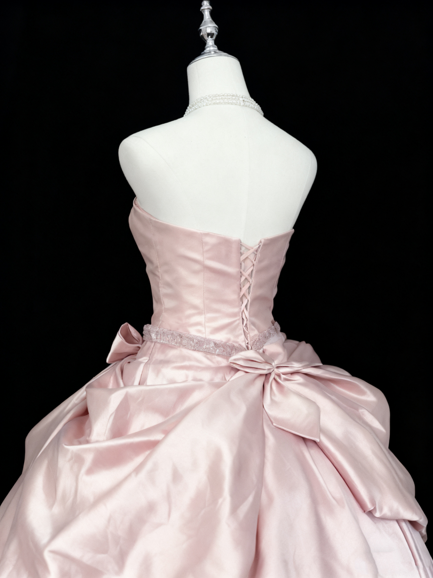 Strapless Pink A Line Long Prom Dress Sweet 15 Birthday Dress J8807