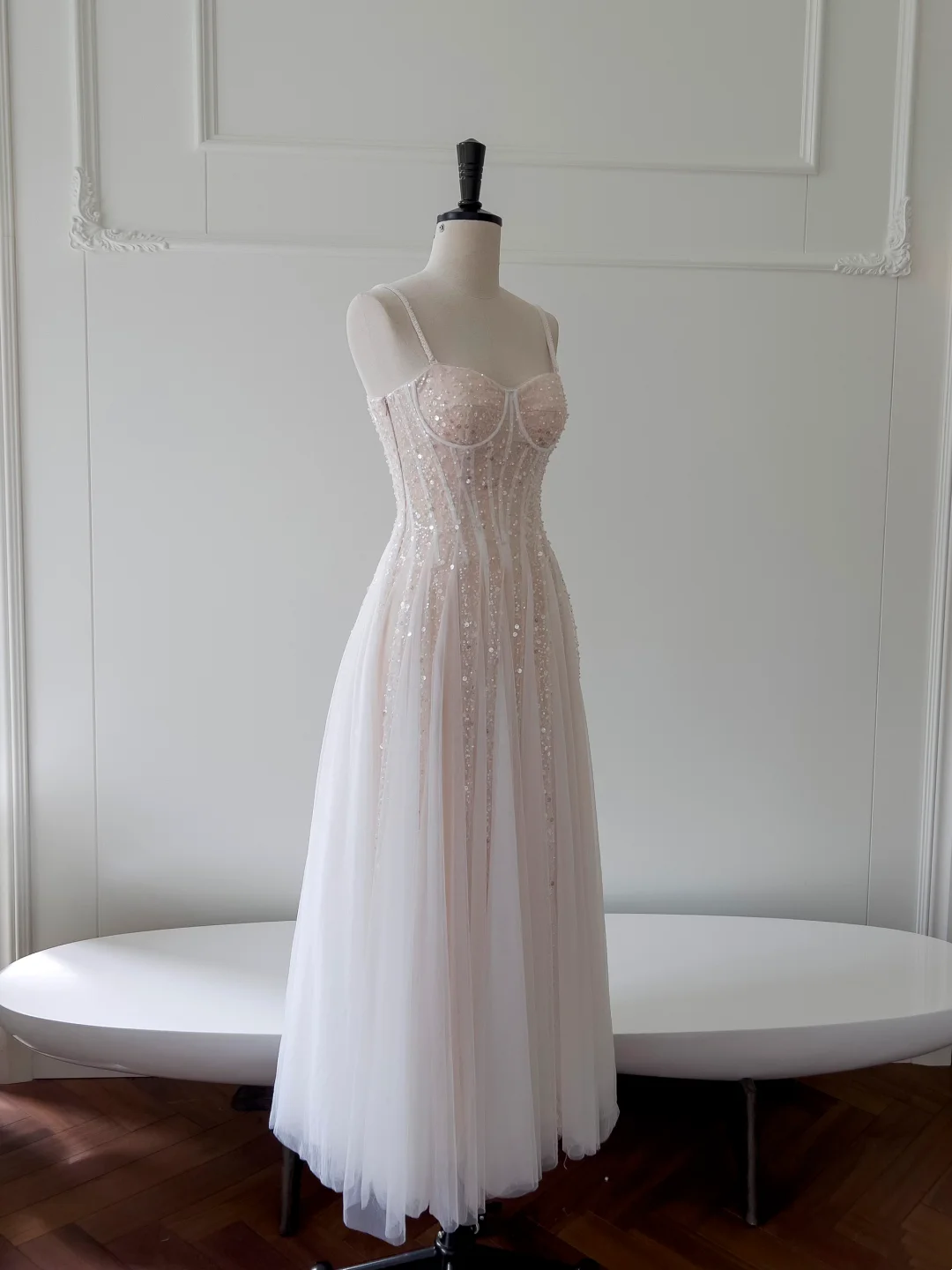 A Line Tulle Sequin Long Prom Dress Formal Party Dress Evening Dress J8927