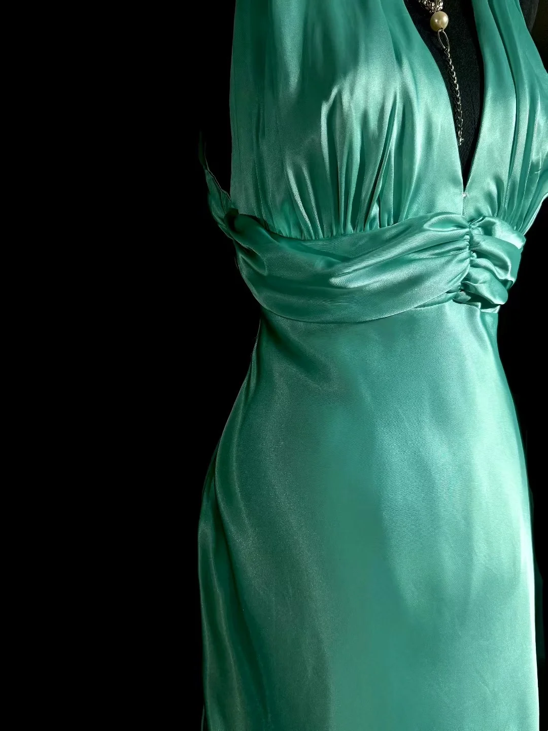 V Neck Satin Long Prom Dress Formal Evening Party Dress J8930