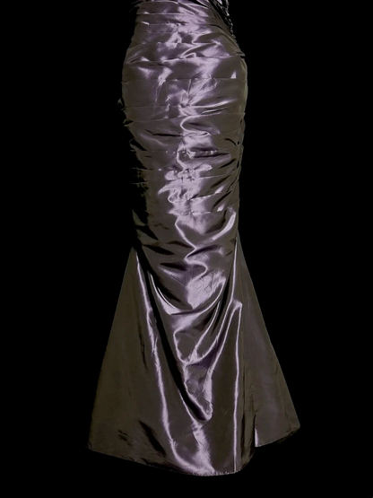 Rosa Etuikleid, lang, mit Seitenschlitz, Satin, formelles Kleid J8820