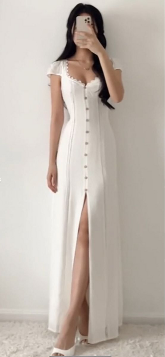 Rosa Etuikleid, lang, mit Seitenschlitz, Satin, formelles Kleid J8820