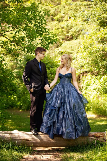 Navy Blue A Line Prom Dress Tulle Graduation Party Dress J8972