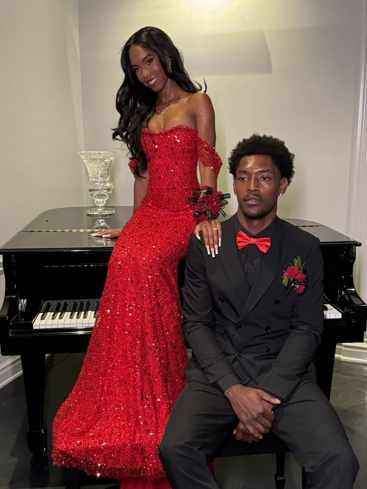 Off The Shoulder Red Sequin Long Prom Dress Formal Graduation Party Dress J8973