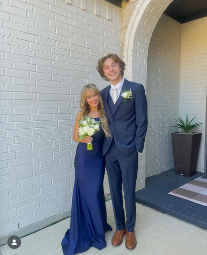 Rosa Etuikleid, lang, mit Seitenschlitz, Satin, formelles Kleid J8820