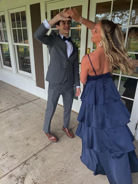 Rosa Etuikleid, lang, mit Seitenschlitz, Satin, formelles Kleid J8820