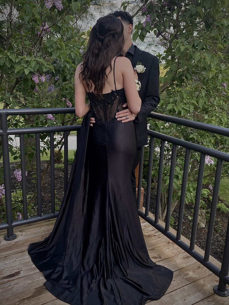 Black Mermaid Long Prom Dress With Slit Formal Evening Party Dress J8987