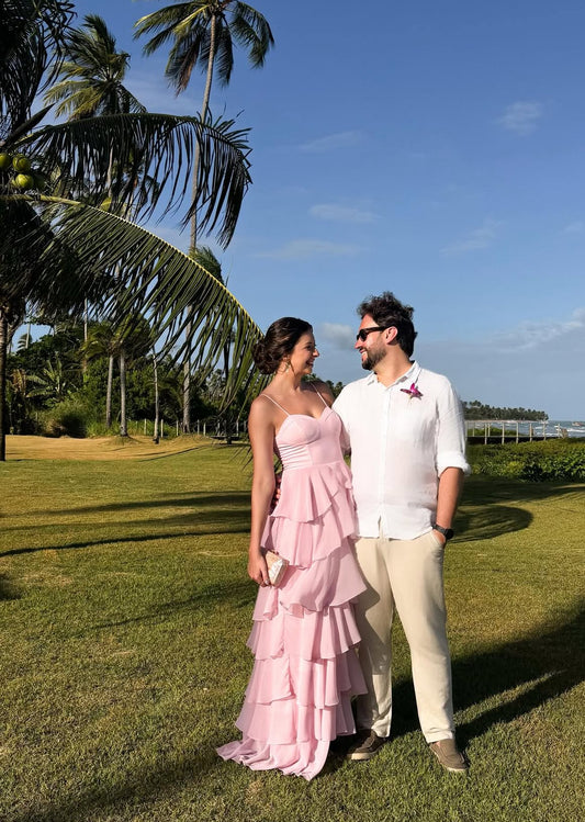 A Line Pink Layered Prom Dress Formal Evening Party Dress J8995