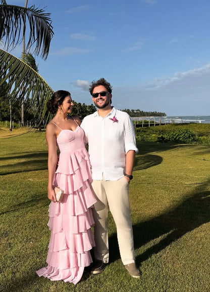 A Line Pink Layered Prom Dress Formal Evening Party Dress J8995