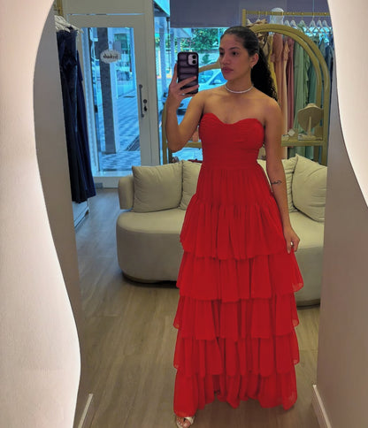 Sweetheart A Line Layered Prom Dress Formal Wedding Guest Dress J8996