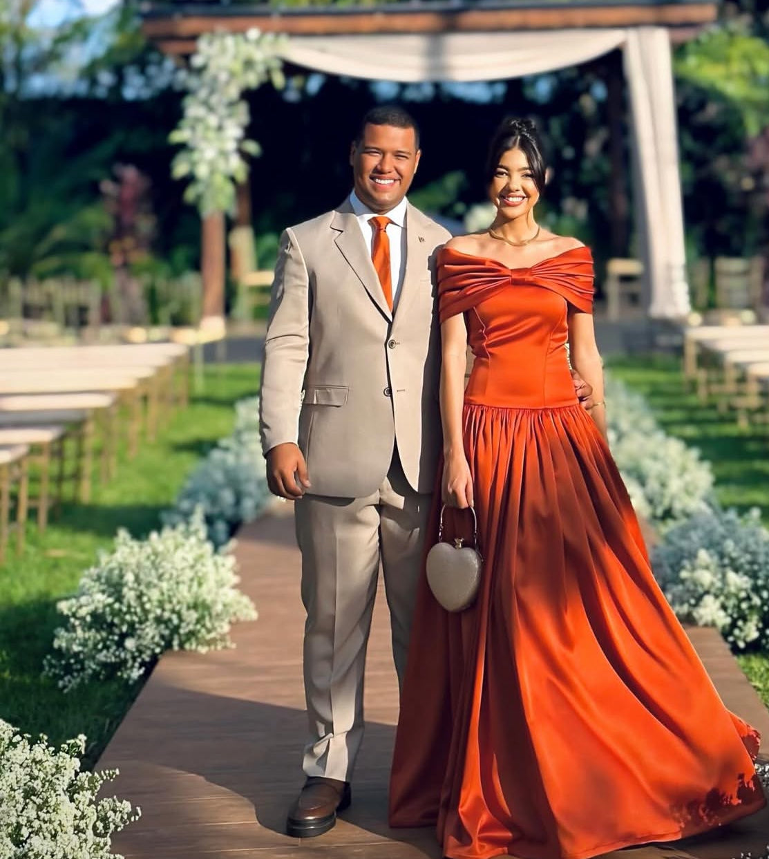 Off The Shoulder A Line Satin Evening Dress Wedding Guest Dress J8999