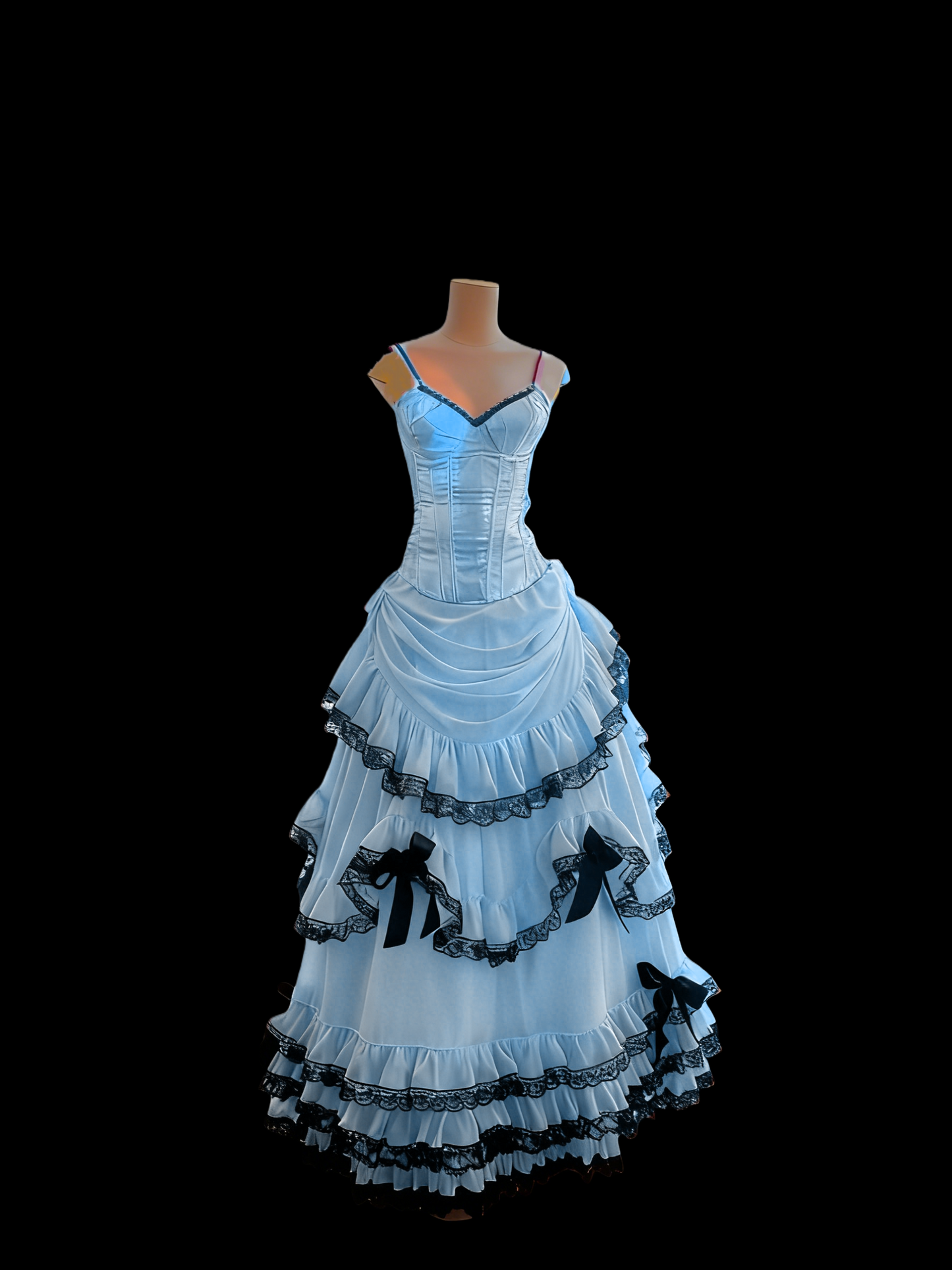 Sweetheart Pink Tulle Prom Dress With Black Lace Ruffle J9003