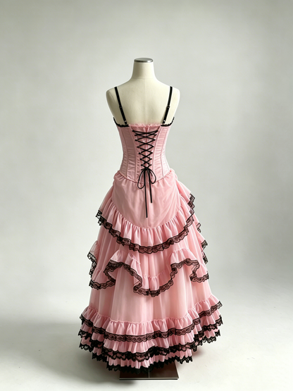 Rosa Etuikleid, lang, mit Seitenschlitz, Satin, formelles Kleid J8820