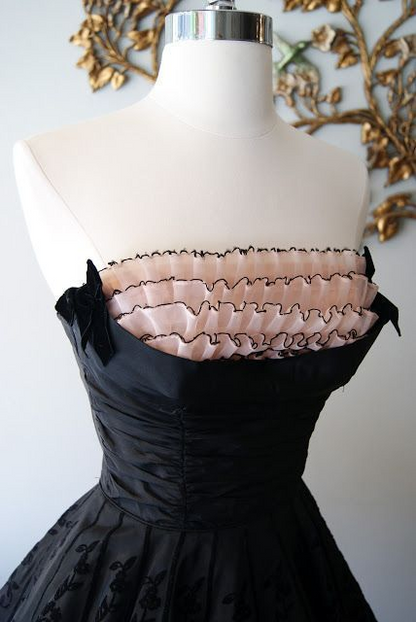 Black A Line Evening Dress Pink Pleated Birthday Dress J9007