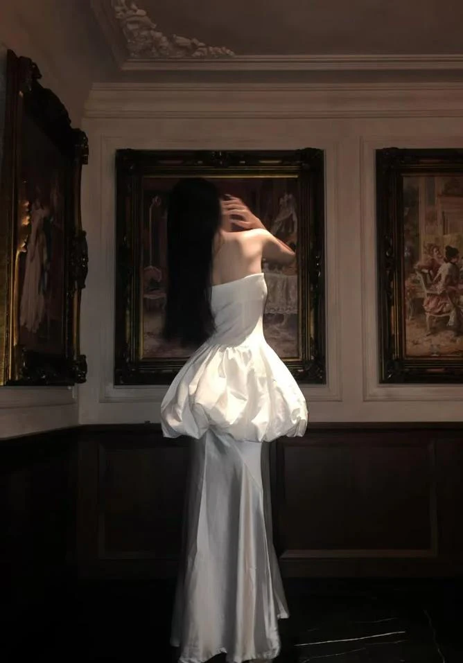 Rosa Etuikleid, lang, mit Seitenschlitz, Satin, formelles Kleid J8820