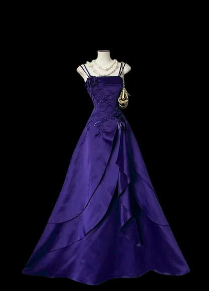 Rosa Etuikleid, lang, mit Seitenschlitz, Satin, formelles Kleid J8820