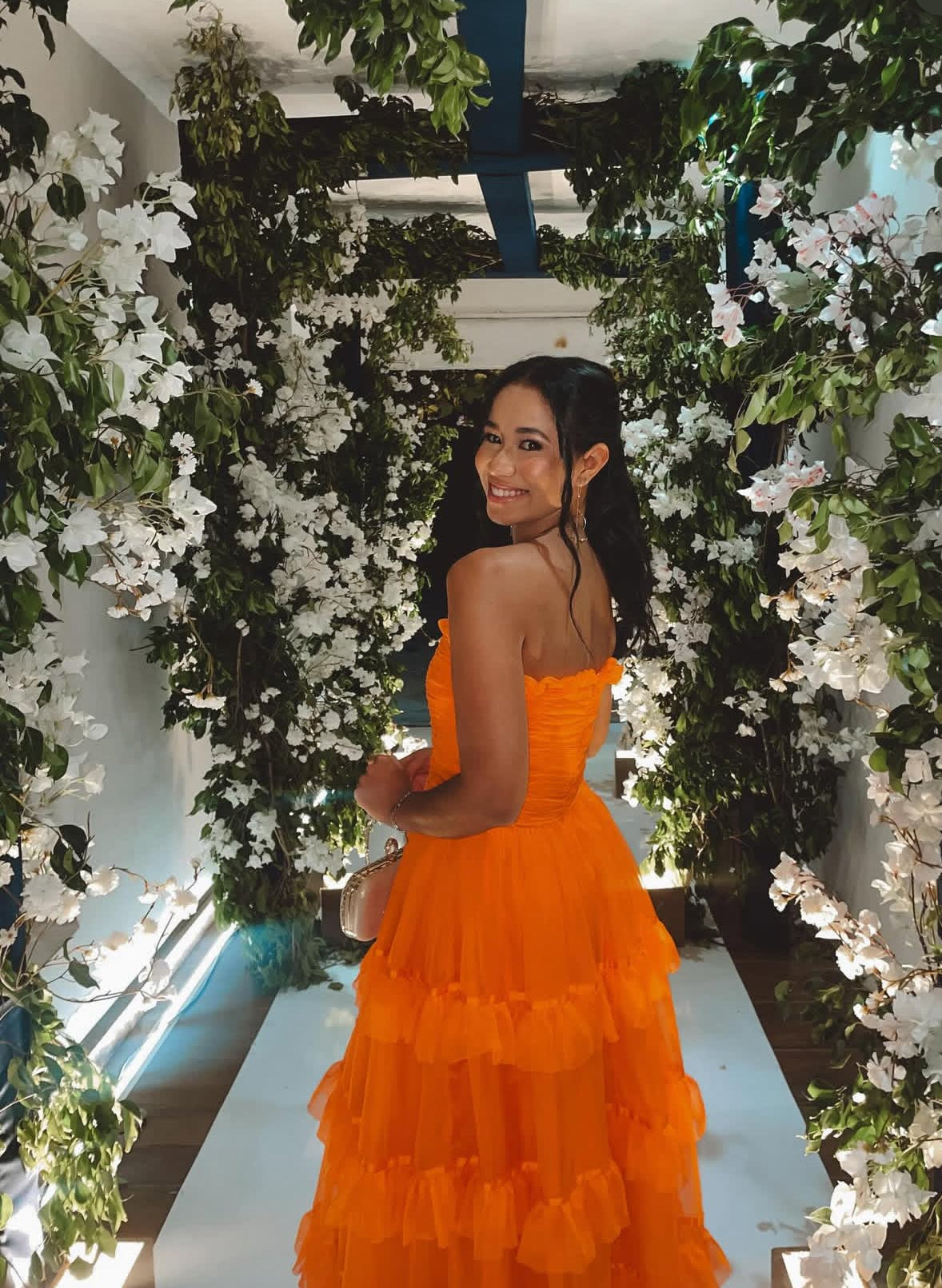 Rosa Etuikleid, lang, mit Seitenschlitz, Satin, formelles Kleid J8820