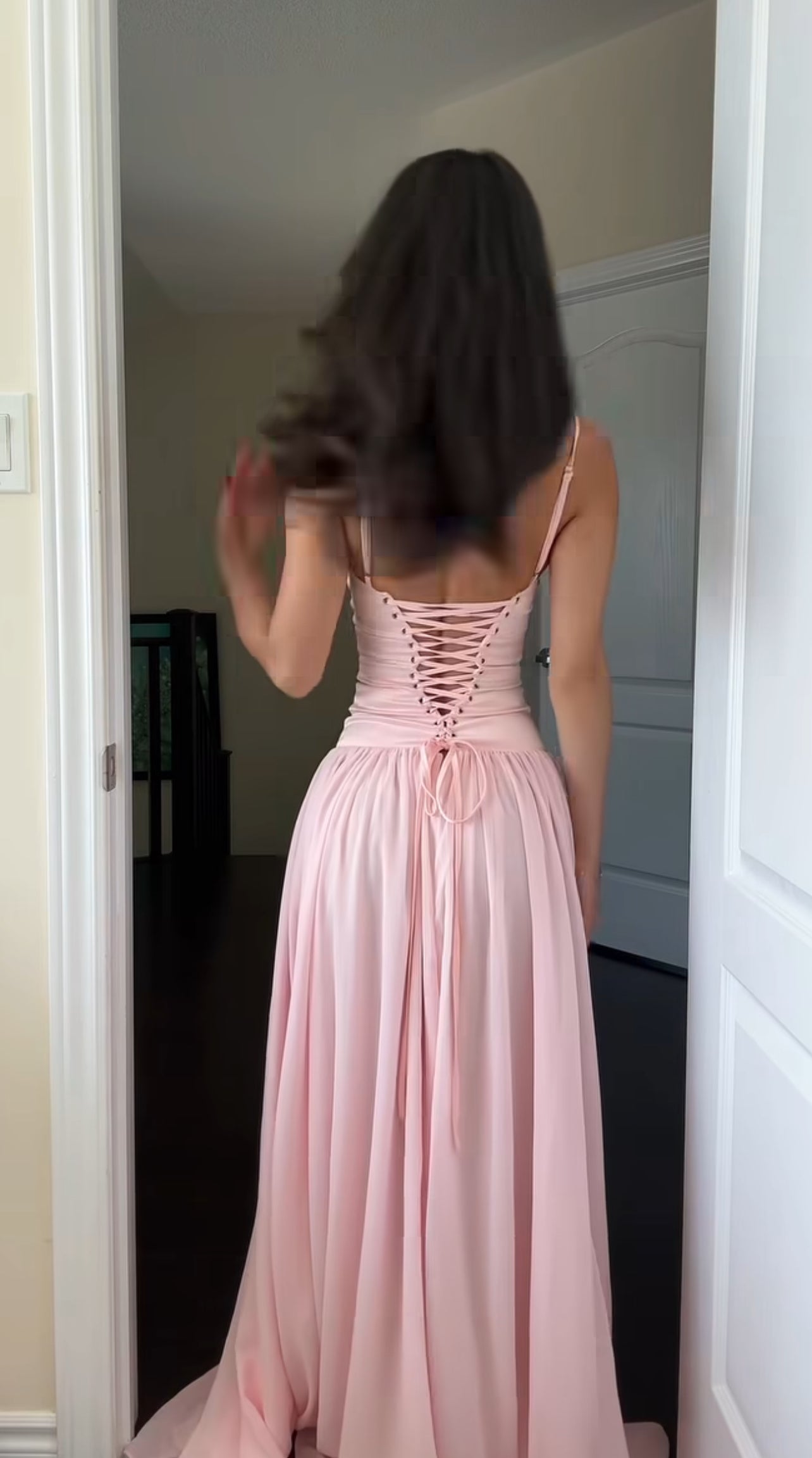 A Line Pink Satin Long Prom Dress Formal Graduation Dress J9033