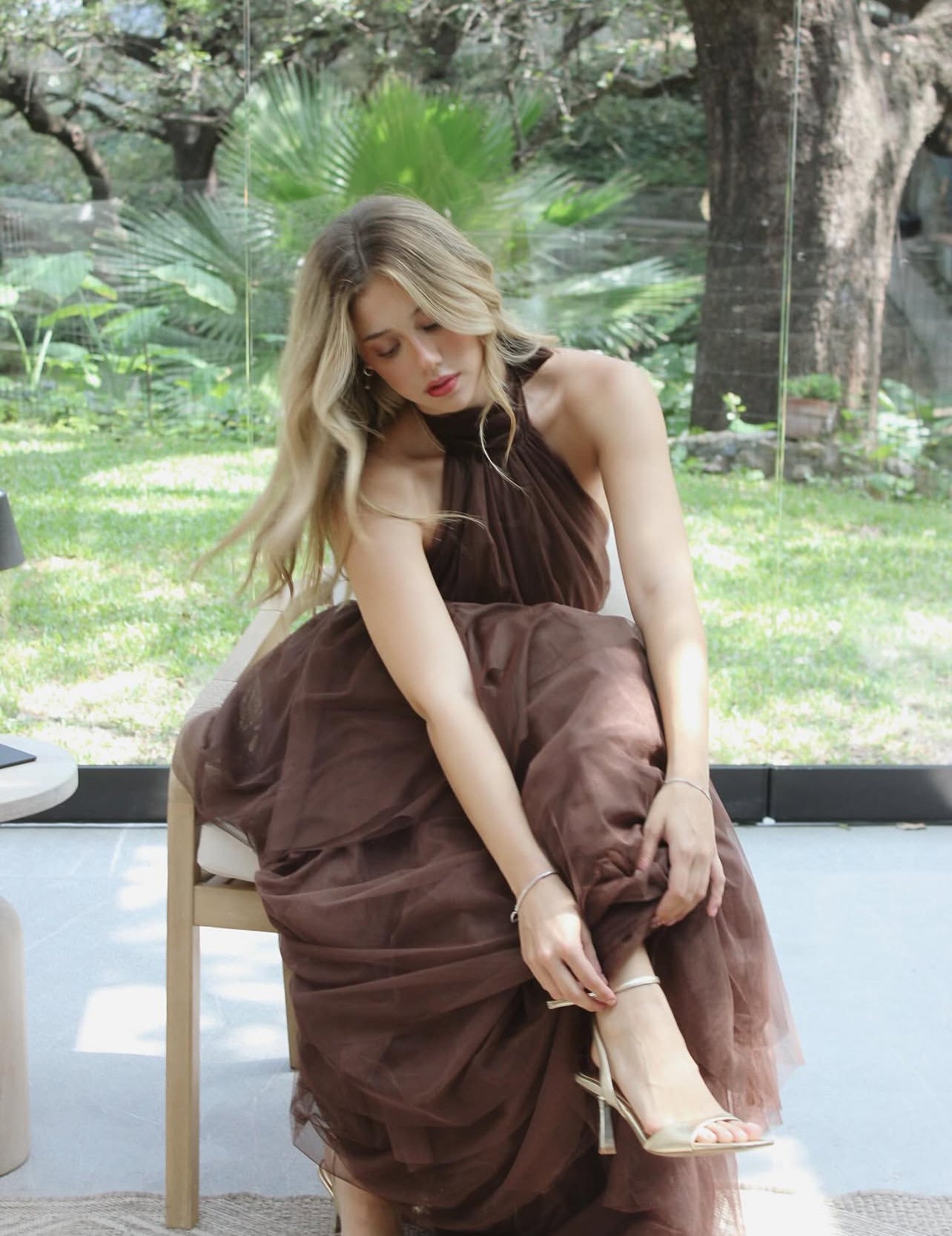 Rosa Etuikleid, lang, mit Seitenschlitz, Satin, formelles Kleid J8820