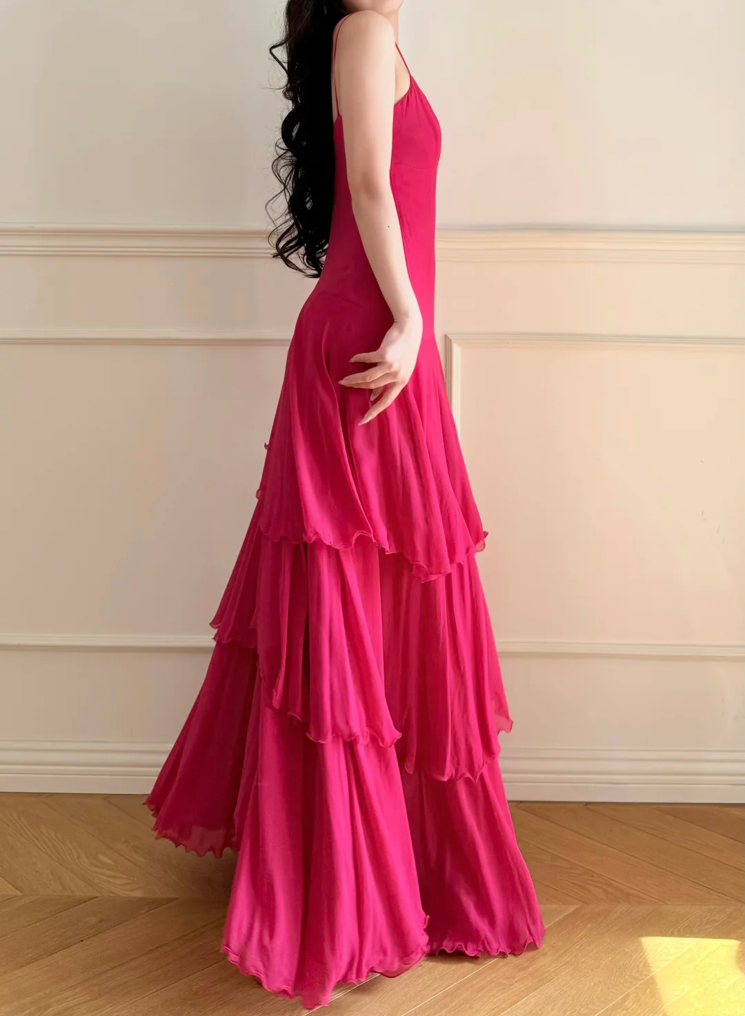 A Line Layered Long Prom Dress Chiffon Formal Party Dress Graduation Dress J9041