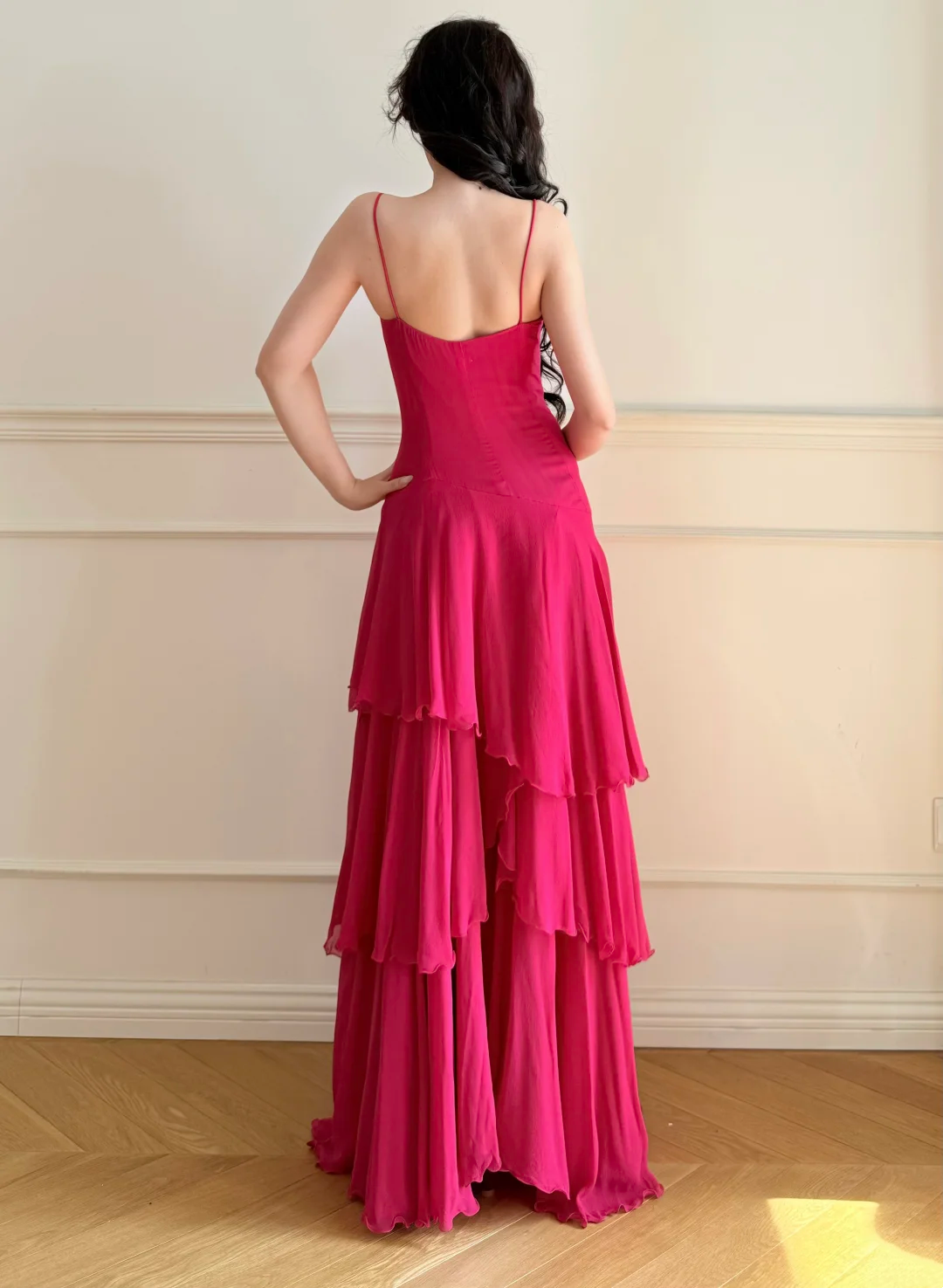A Line Layered Long Prom Dress Chiffon Formal Party Dress Graduation Dress J9041