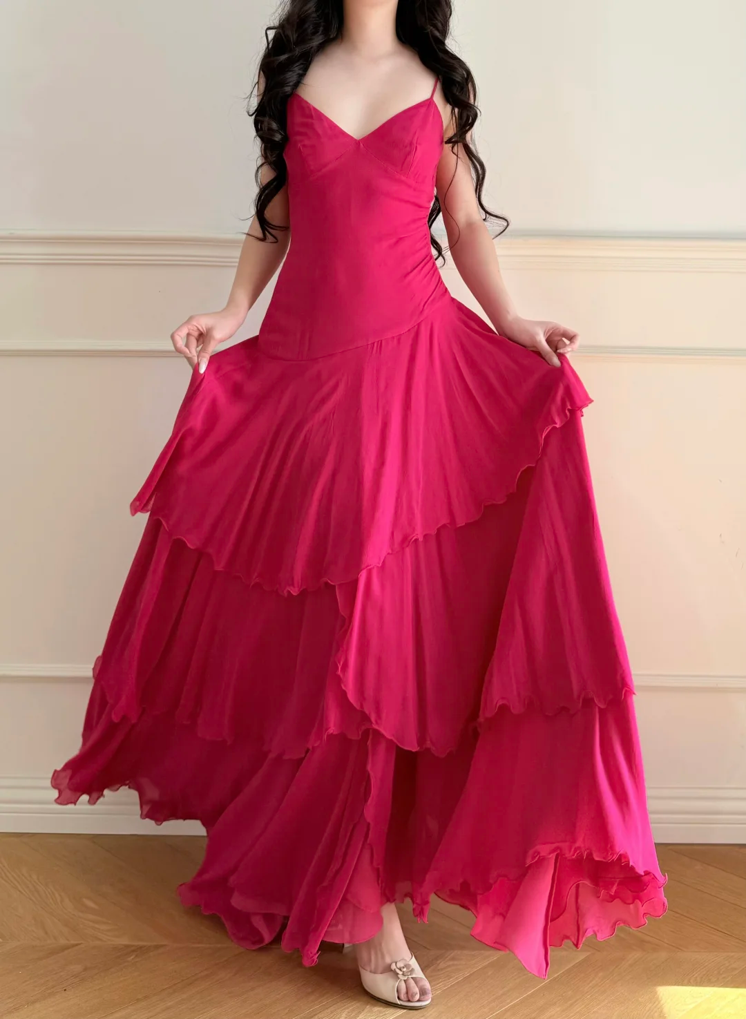 A Line Layered Long Prom Dress Chiffon Formal Party Dress Graduation Dress J9041