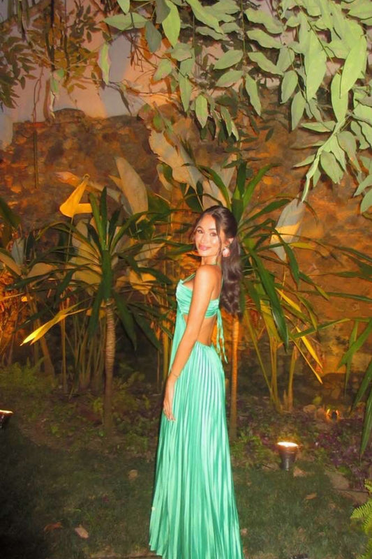 Rosa Etuikleid, lang, mit Seitenschlitz, Satin, formelles Kleid J8820