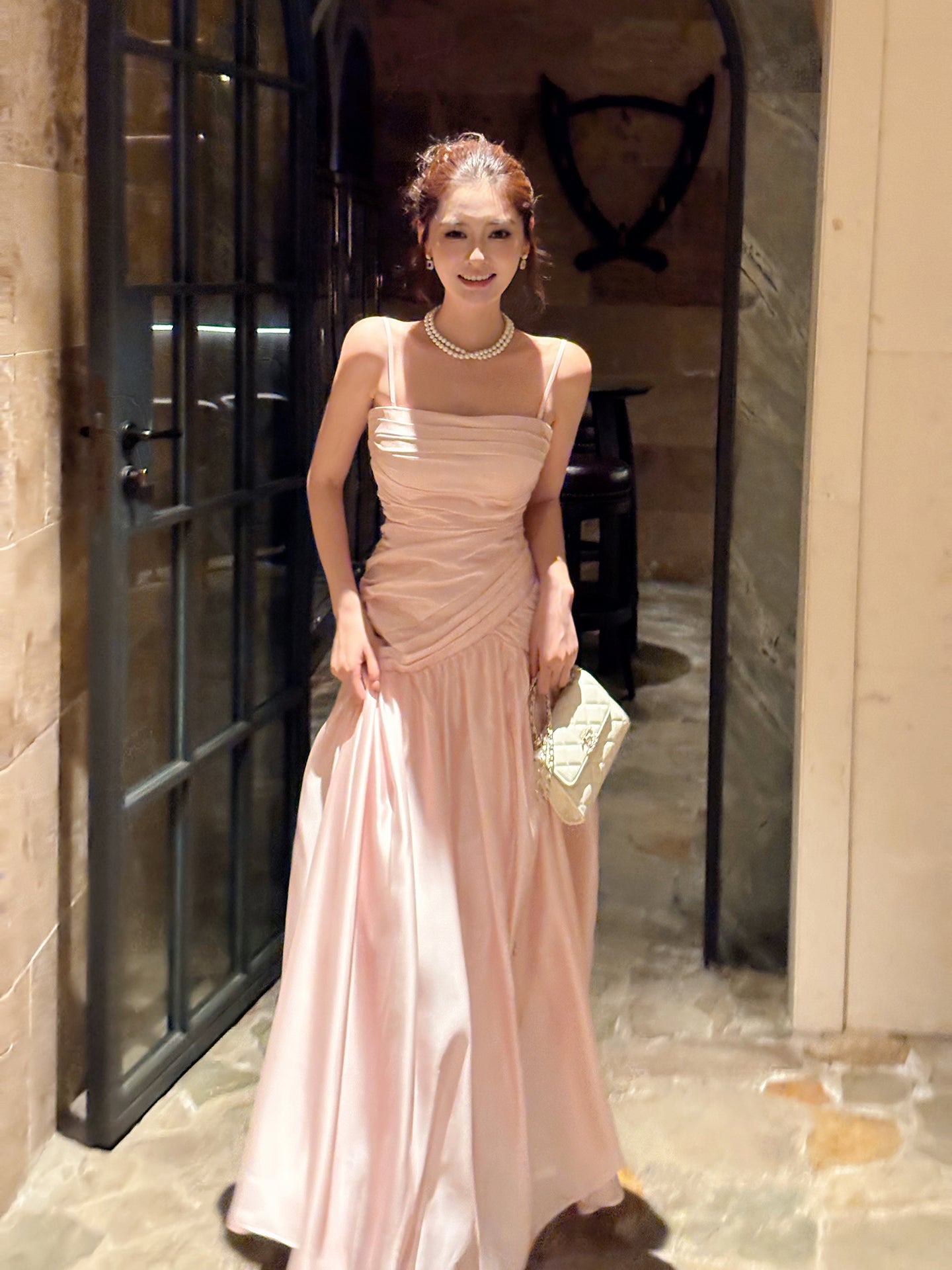 A Line Pink Long Prom Dress Evening Dress Formal Party Dress J9060