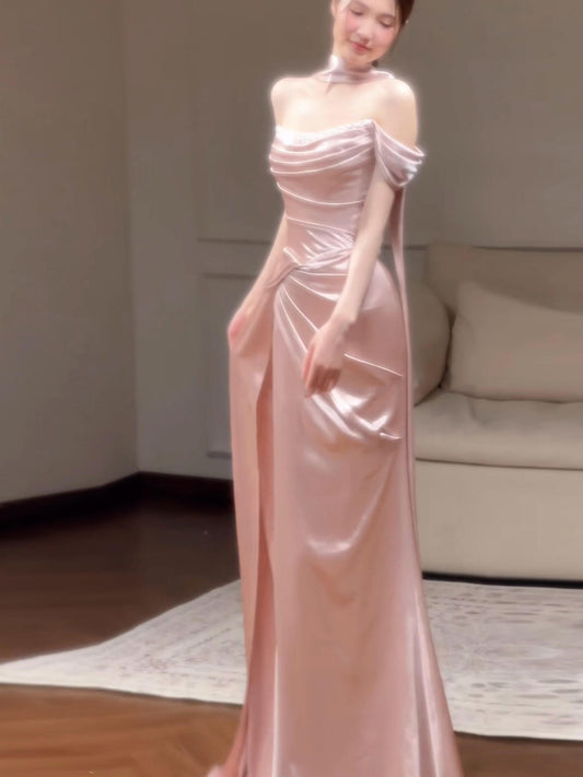 Robe de soirée fourreau noire sexy longue avec fente J8826