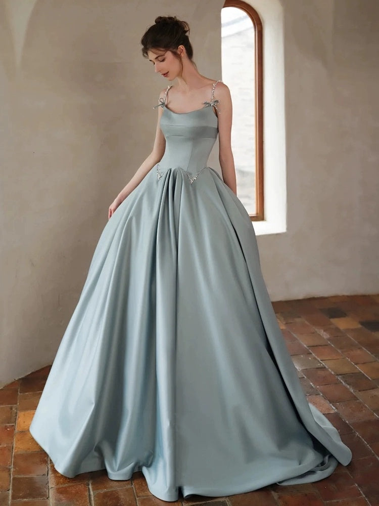 Rosa Etuikleid, lang, mit Seitenschlitz, Satin, formelles Kleid J8820