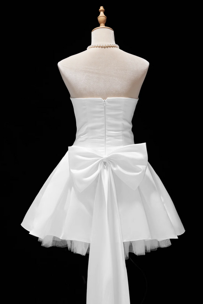 Strapless A Line White Short Birthday Dress Graduation Dress J9067