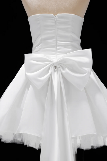 Strapless A Line White Short Birthday Dress Graduation Dress J9067