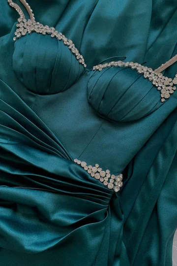 Rosa Etuikleid, lang, mit Seitenschlitz, Satin, formelles Kleid J8820