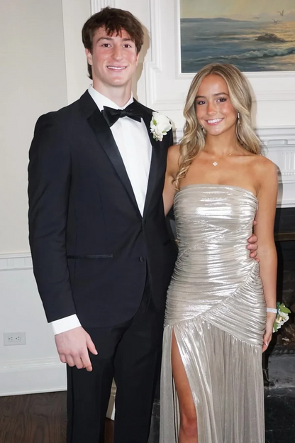 Robe de soirée fourreau noire sexy longue avec fente J8826