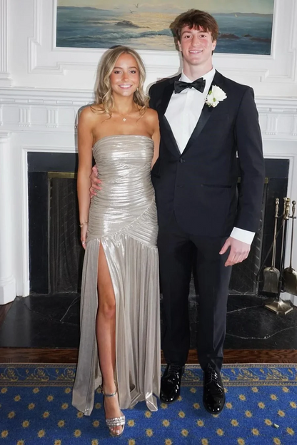 Robe de soirée fourreau noire sexy longue avec fente J8826