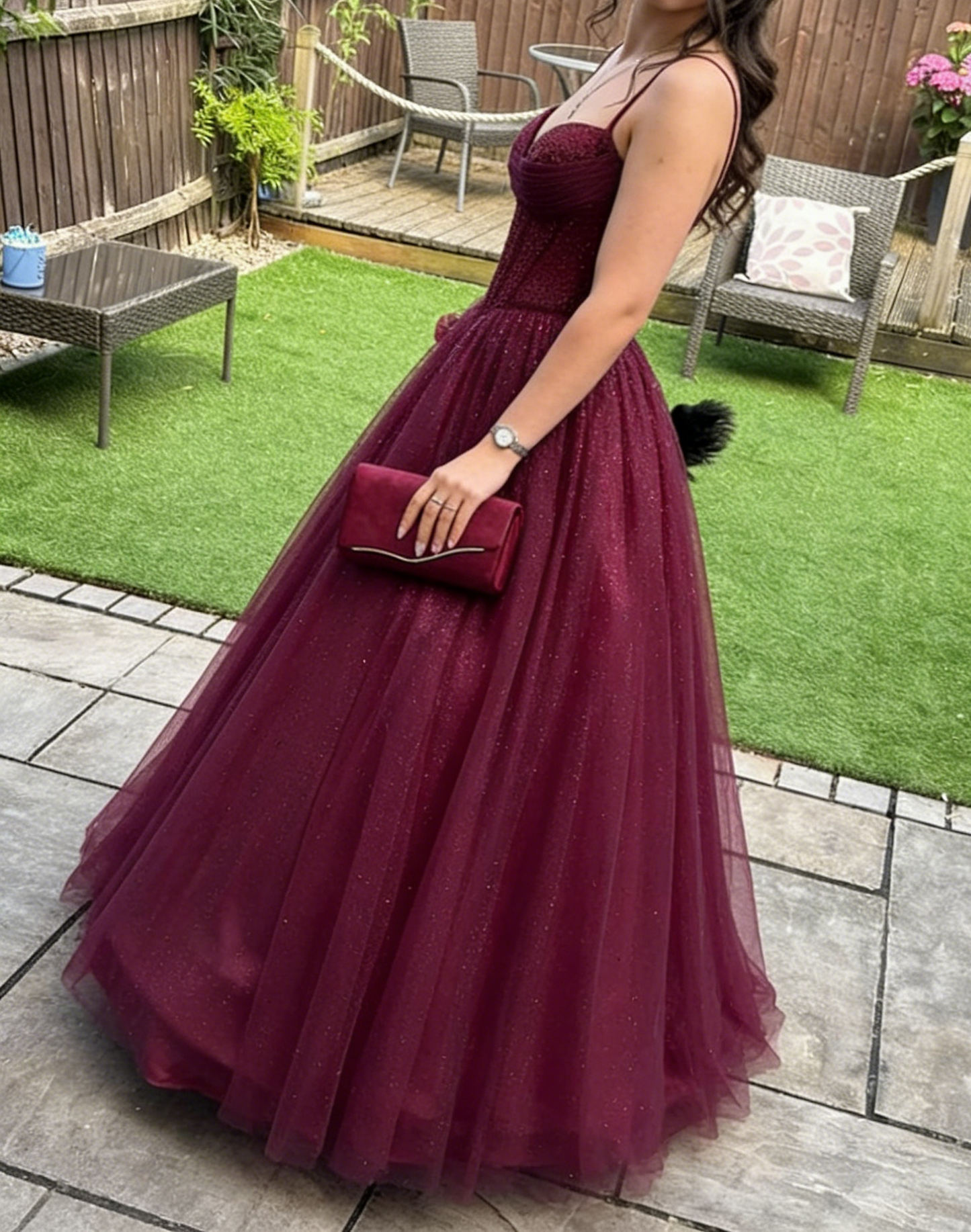 Rosa Etuikleid, lang, mit Seitenschlitz, Satin, formelles Kleid J8820
