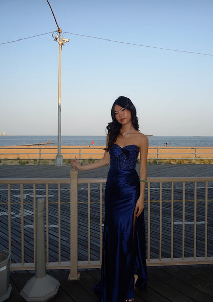 Robe de soirée fourreau noire sexy longue avec fente J8826