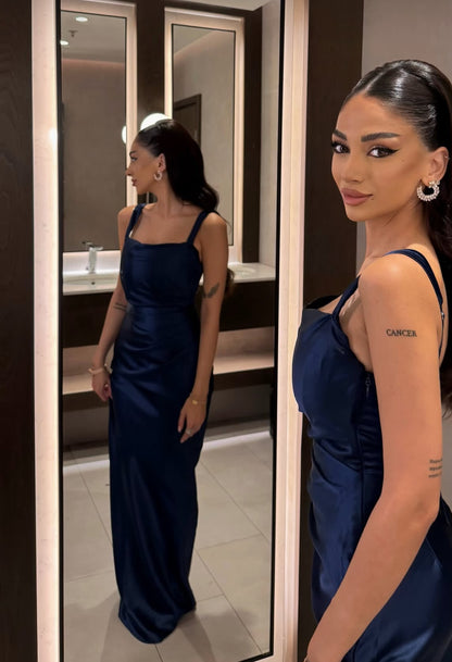 Robe de soirée fourreau noire sexy longue avec fente J8826