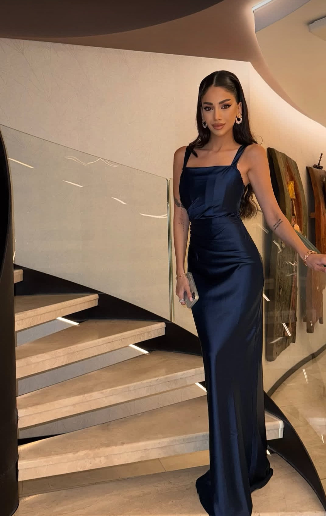 Robe de soirée fourreau noire sexy longue avec fente J8826