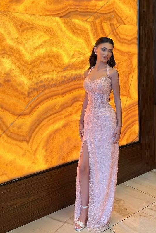 Robe de soirée fourreau noire sexy longue avec fente J8826