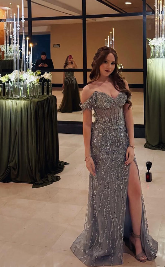 Robe de soirée fourreau noire sexy longue avec fente J8826