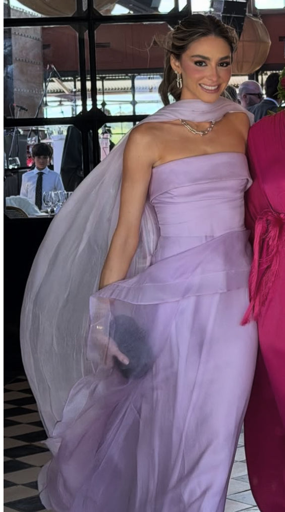 Strapless Lilac Long Prom Dress Graduation Dress Wedding Guest Dress J9167