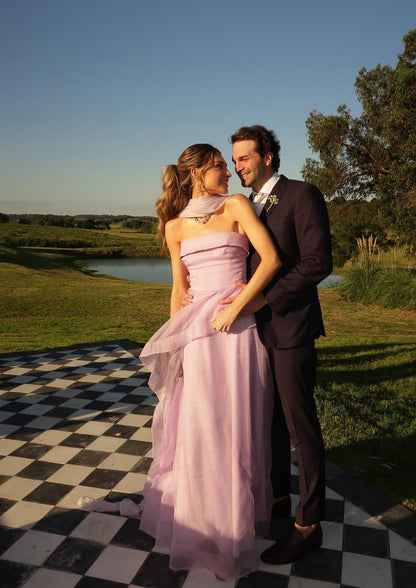 Strapless Lilac Long Prom Dress Graduation Dress Wedding Guest Dress J9167