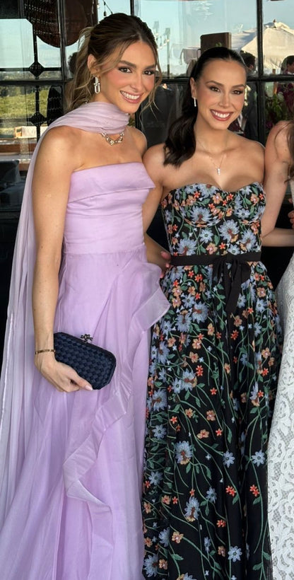 Strapless Lilac Long Prom Dress Graduation Dress Wedding Guest Dress J9167